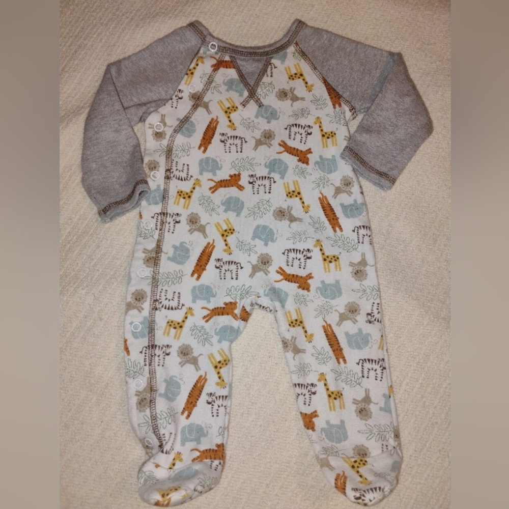 Mud Pie Zoo Animals Snap Up Footie Pajamas Baby 3-6M